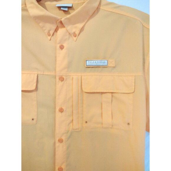 Field & Stream Mens Fisherman Shirt Size XXL Orange Short Sleeve Button Front - Picture 3 of 12